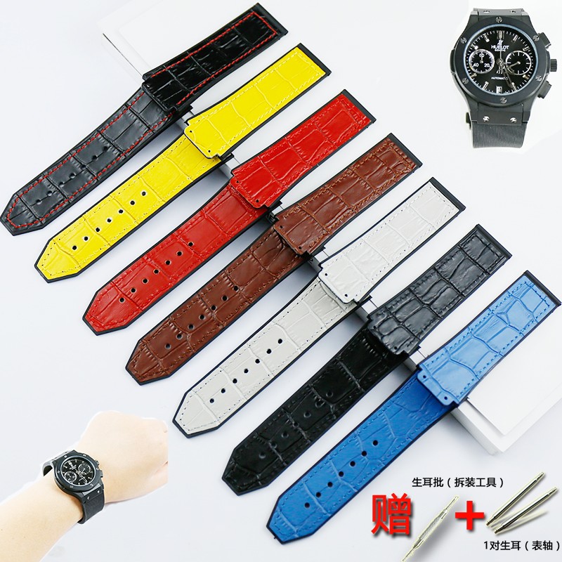 Watch Accessories Men 19mm x 25mm Leather Strap For Hublot Fashion Business Series 22mm Buckle Ladies Rubber Sport Strap