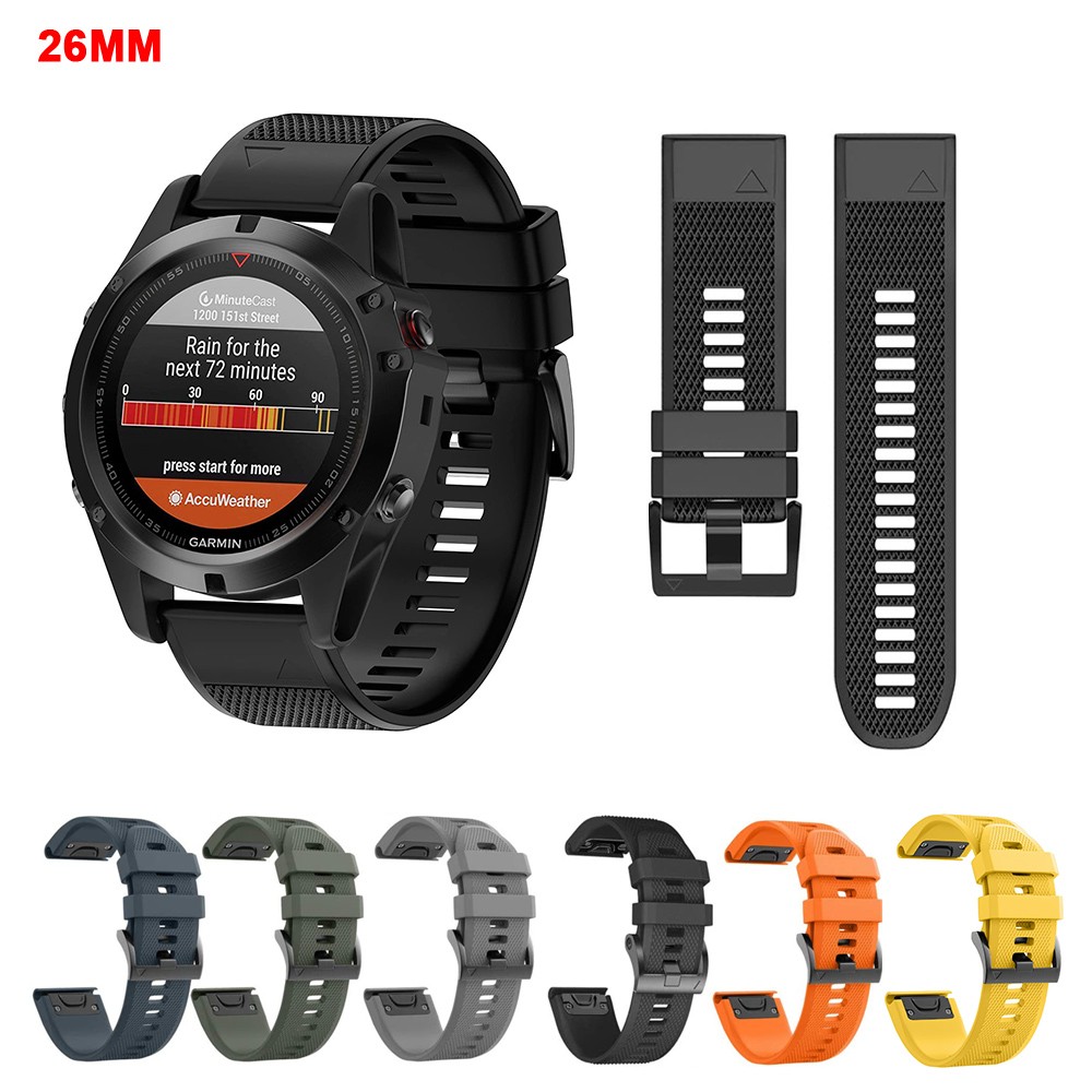 Original Silicone Band For /Fenix ​​6X /Fenix ​​6X Pro /Fenix ​​5X /Fenix ​​5X Plus Easy Fit 26mm Soft Silicone Strap Garmin Fenix ​​5X 26mm