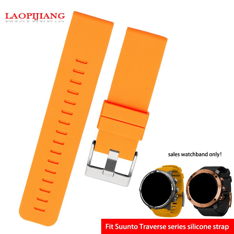 High quality waterproof rubber watchband fit suunto TRAVERSE Alpha series watch 24mm silicone straps with stainless steel clasp