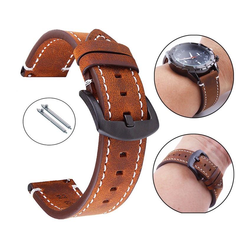 24mm Vintage Genuine Leather Bracelet For Suunto 7 Smart Watch Wrist Strap Watchband Replacement Accessories