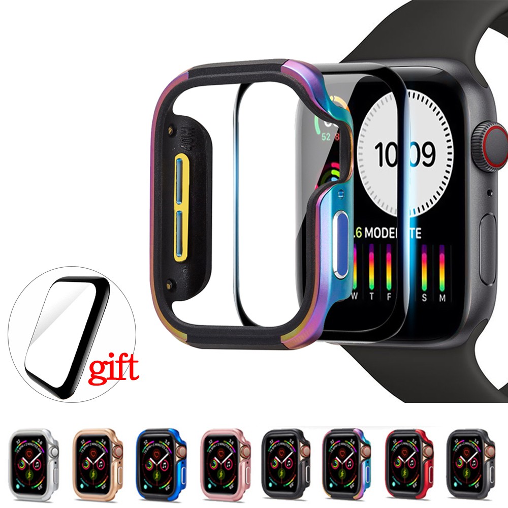 Cover for Apple Watch Case 44mm 40mm TPU+Aluminum Alloy Ultra-thin Full Protector Accessories iwatch Series SE 6 5 4 7 45mm 41mm