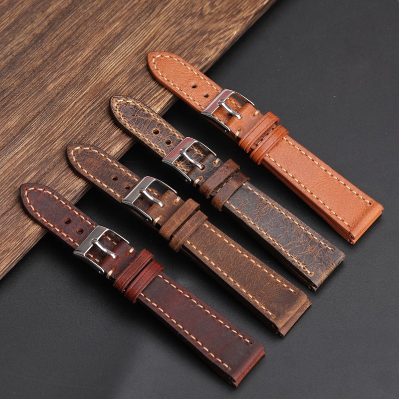 Retro Soft Leather Watch Strap 18 19 20 21 22mm Brown Leather Handmade