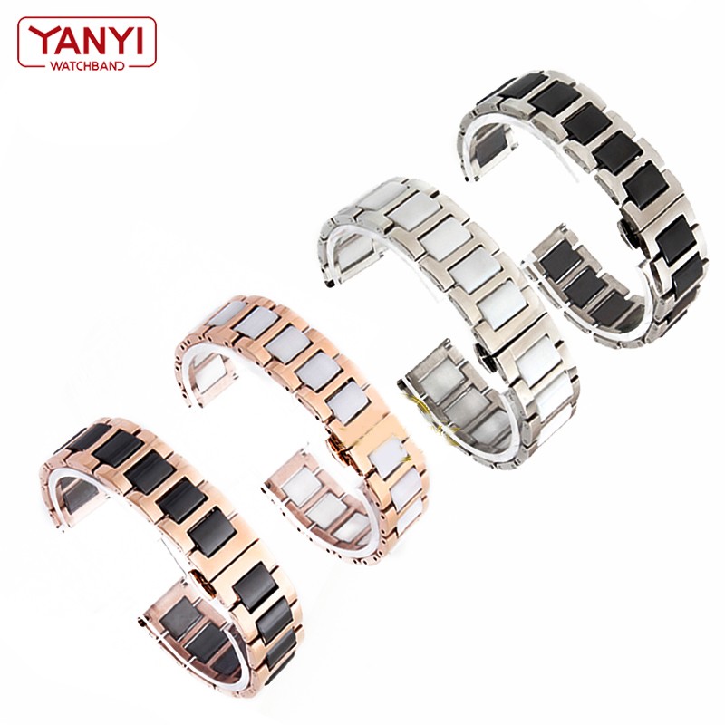 ceramic bracelet in stainless steel watchband 12 13 14 15 16 17 18 20 22mm watch strap women man fashion wrist band