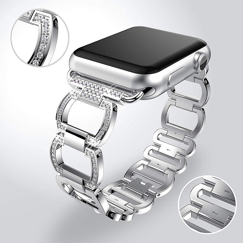 Luxury Metal Diamond Bracelet for Apple Watch Band 44mm 42mm 41 45mm iwatch 7 SE 6 5 4 3 38 40mm Stainless Steel Ring Wriststrap