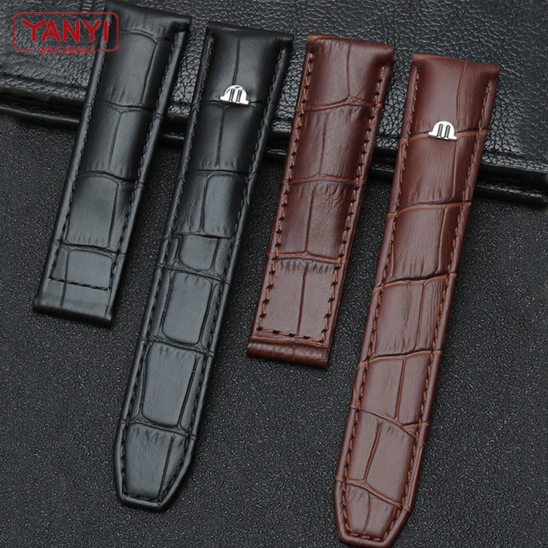 Genuine leather watch strap 20mm 22mm for Maurice Lacroix watchband folding buckle leisure business cowhide bracelet