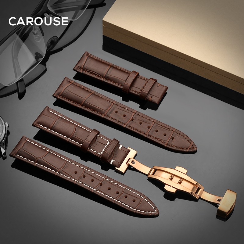 guzzle watchband 18mm 19mm 20mm 21mm 22mm 24mm calf leather strap butterfly buckle strap bracelet accessories wristbands