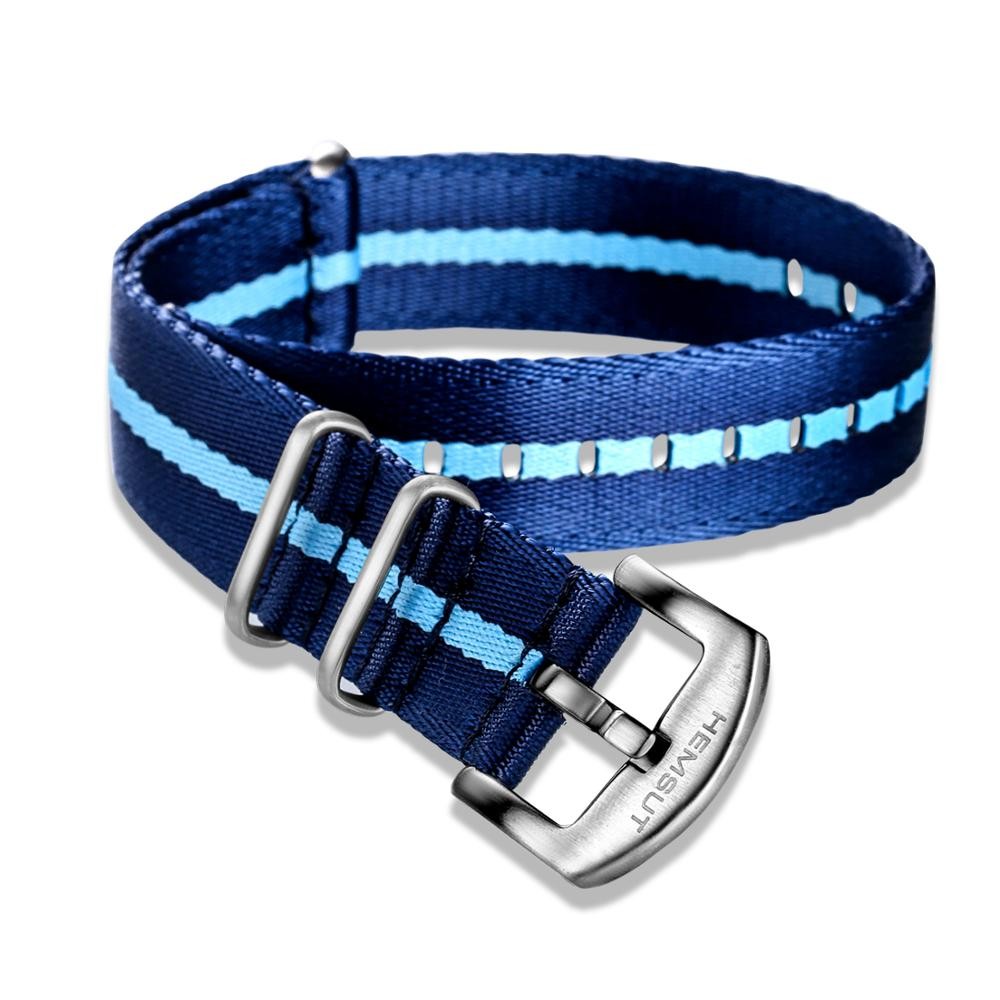 NATO watch strap blue nylon one piece replacement seat belt movement watch straps for man or woman 18mm 20mm 22mm 24mm
