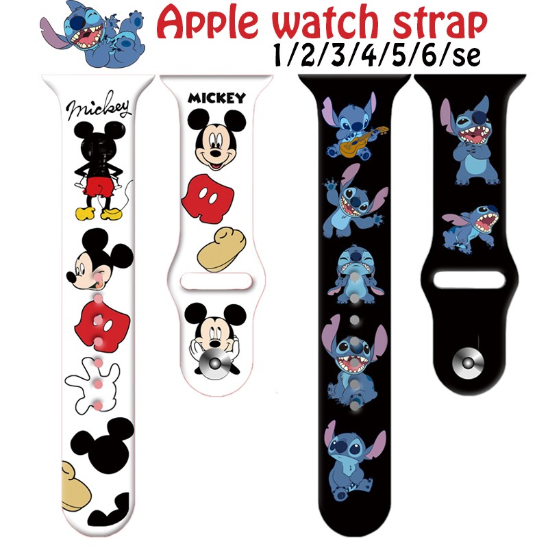 mickey stitch strap for apple watch band 12 3 4 5 6 se silicone smartwatch watchband bracelet iWatch 40mm 38mm 42mm 44mm band