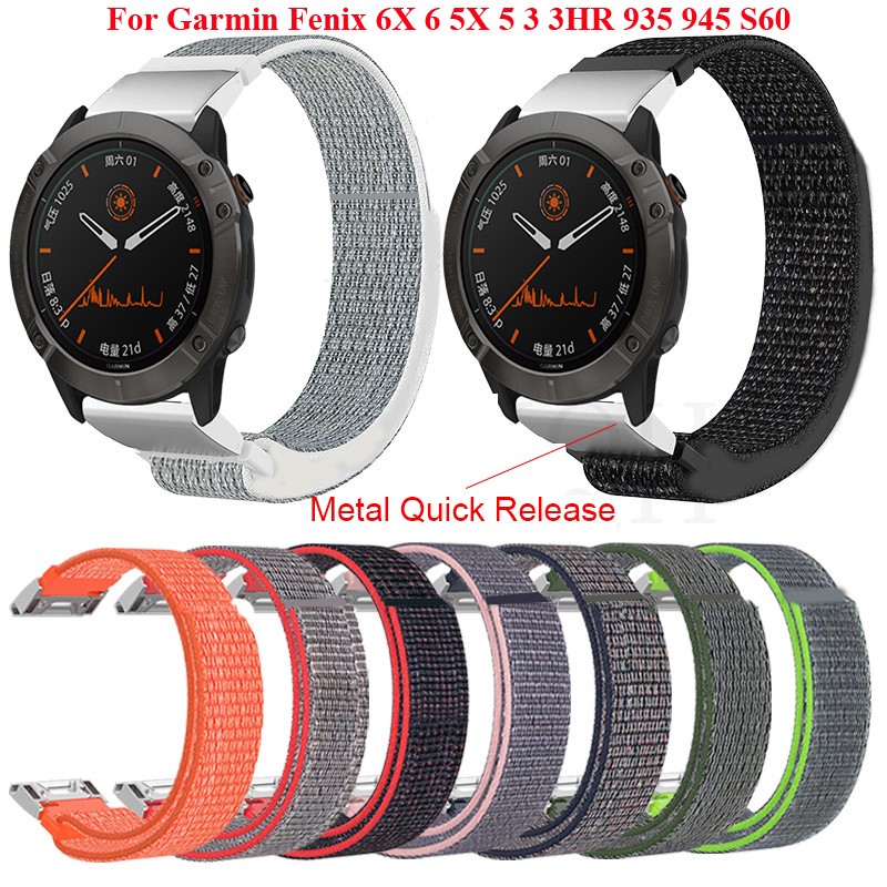 22 26mm Quick Release Nylon Loop Strap for Garmin Fenix ​​6X 6 Pro Fenix ​​5X 5 3/3HR 935 945 Smart Watchband Correa Metal Connector