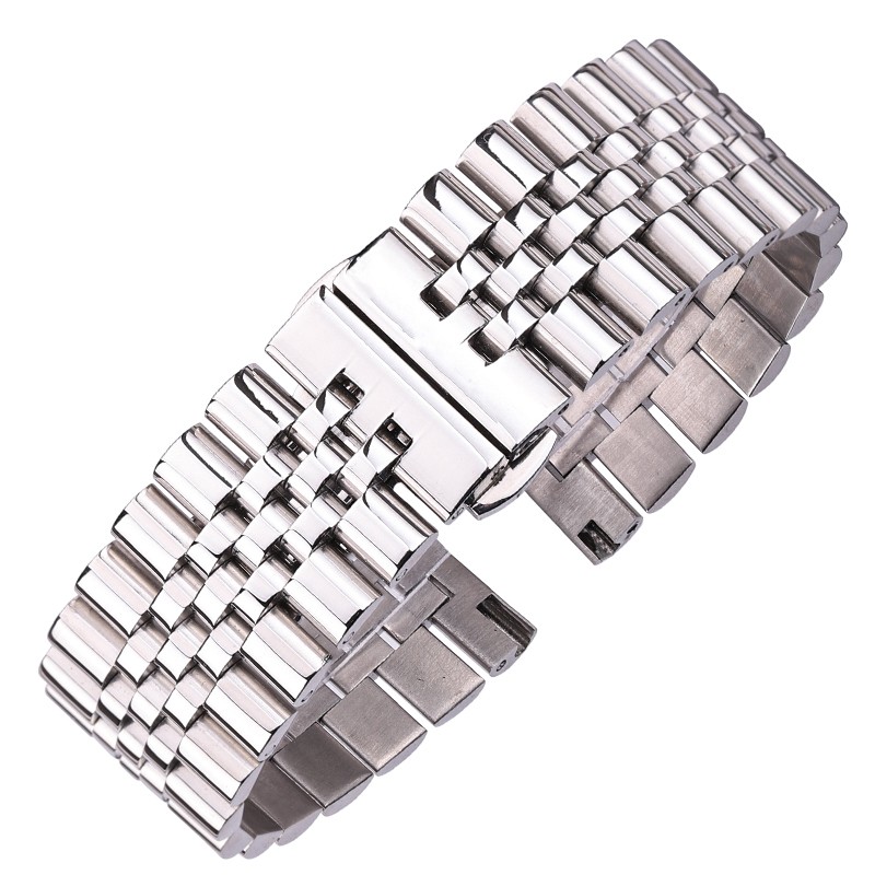 Silver plated stainless steel watch straps, metal watch band accessories, 16 18 19 20 21 22 mm