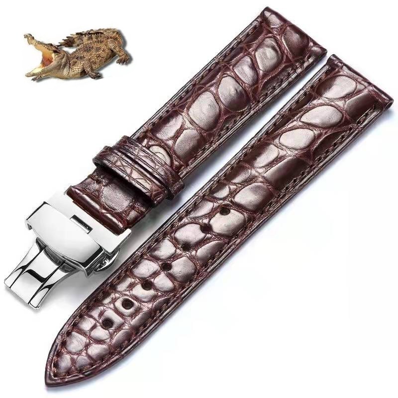 Quick release crocodile genuine leather watch strap parts red white 20mm 22mm animal skin straps with wooden box and tool
