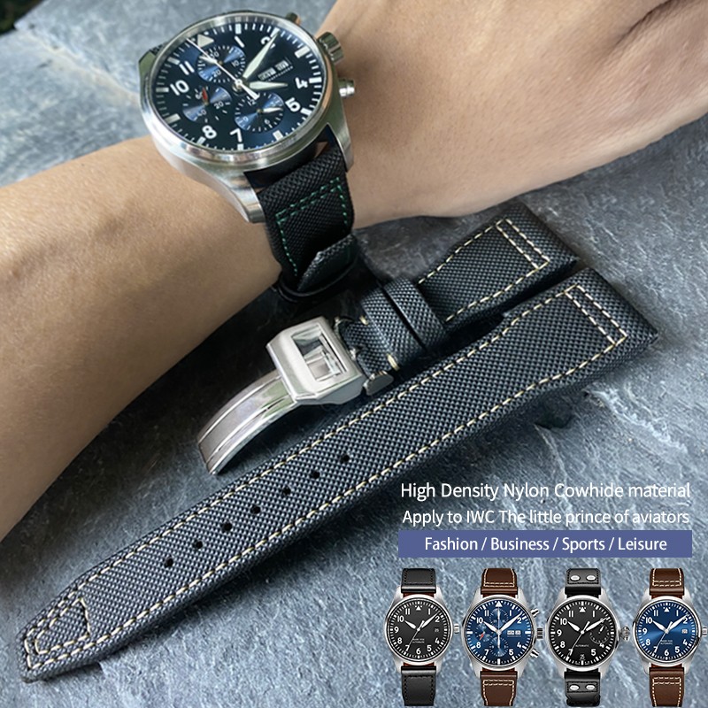 20/21/22mm High Quality Calfskin Leather Nylon Watch Strap Fit For IWC Pilot SPITFIRE MARK18 PORTOFINO Best Gun IW3777 Watchband