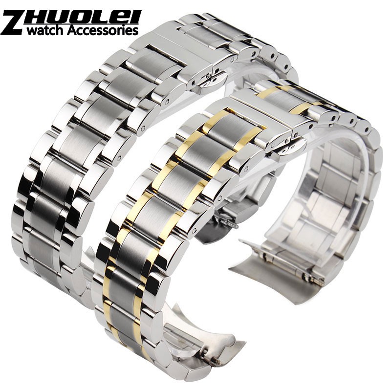 Curved End Stainless Steel Watchband Bracelet Watch Straps 16mm 17mm 18mm 19mm 20mm 21mm 22mm 23mm 24mm Steel Banding Bracelet