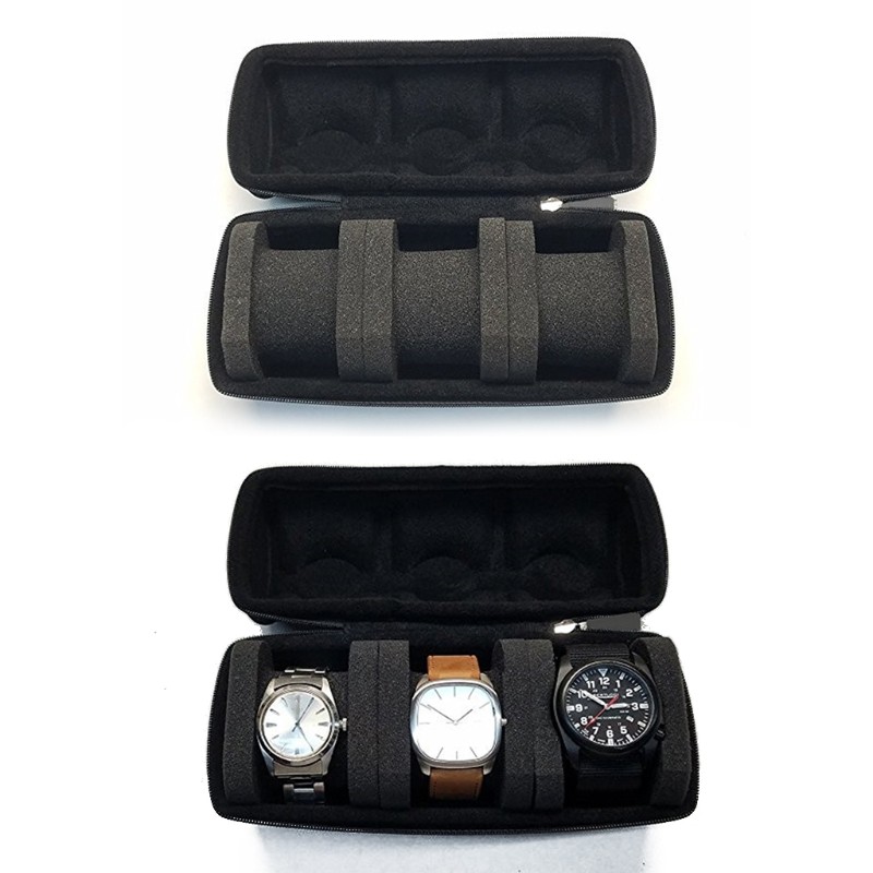 3 Slot Watch Box Collector Display Box Travel Organizer Jewelry Watch Storage Case Ties Bracelet Necklaces Brooch