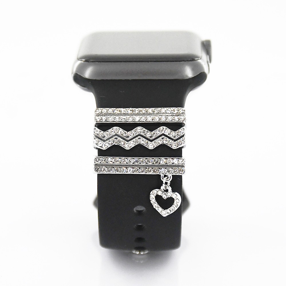 Decorative Ring For Apple Watch Band Charms For Samsung Galaxy Smart Watch Sport Silicone Strap Accessories With Bling Diamond