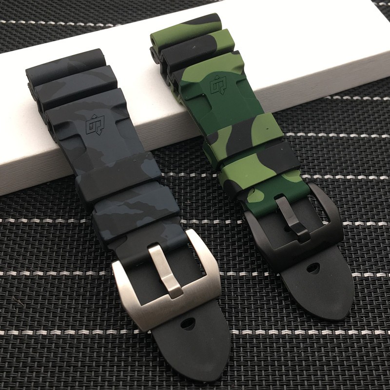 24mm 26mm Camouflage Colorful Silicone Rubber Watch Band Replacement for Panerai Strap Watch Band Waterproof Watchband Free Tools