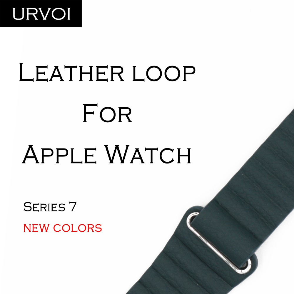 URVOY leather band apple watch series 7 6 SE 5 4 3band for iwatch Leather strap with soft comfortable magnetic clasp 2021 New