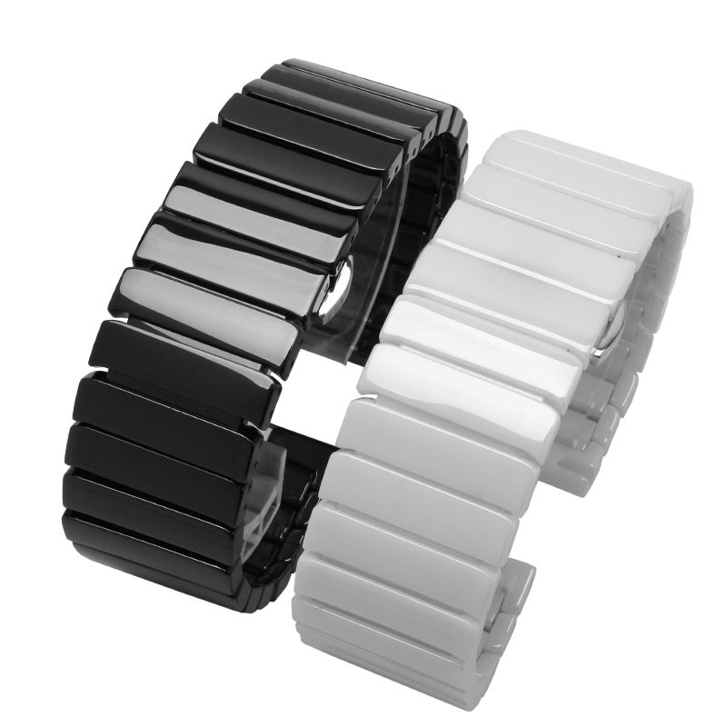 Ceramic Watchband 18 20 22mm Black White Wristband Replacement Strap for Men and Women Watch Series Quick Release