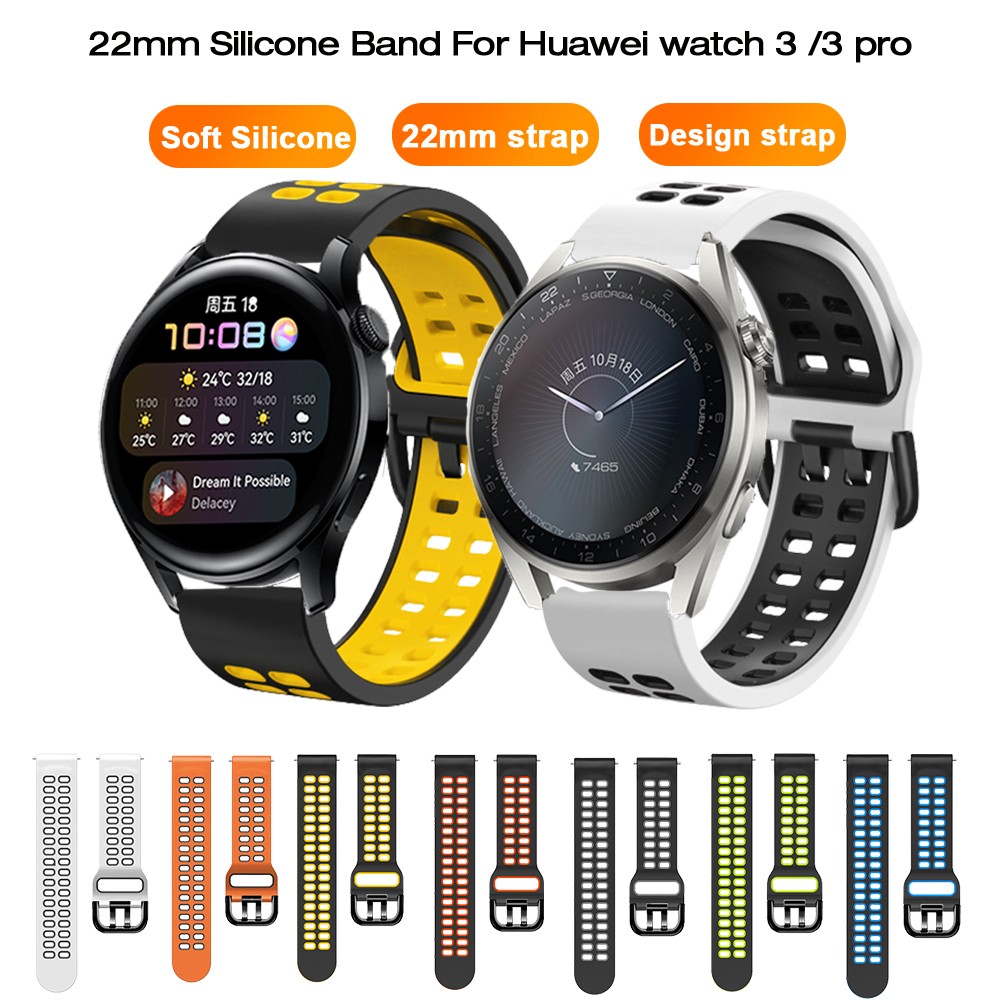 22mm silicone band compatible with huawei watch 3 pro 48mm/huawei watch 3 46mm/huawei gt3 46mm/gt3 runner band silicone strap