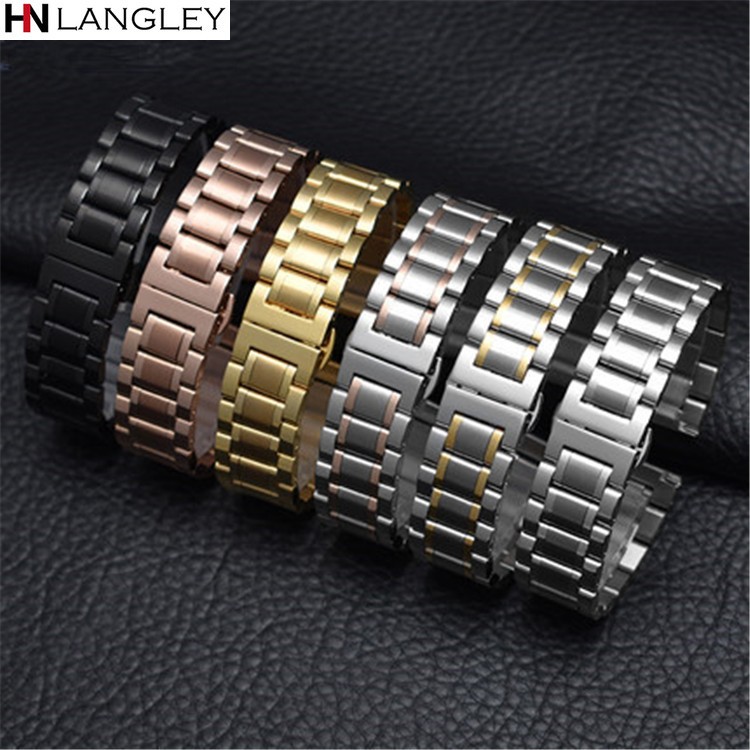 Watch Band Wristwatch Stainless Steel Metal Strap Wristband 14mm 16mm 17mm 18mm 19mm 20mm 21mm 22mm 23mm 24mm 26mm Width Size