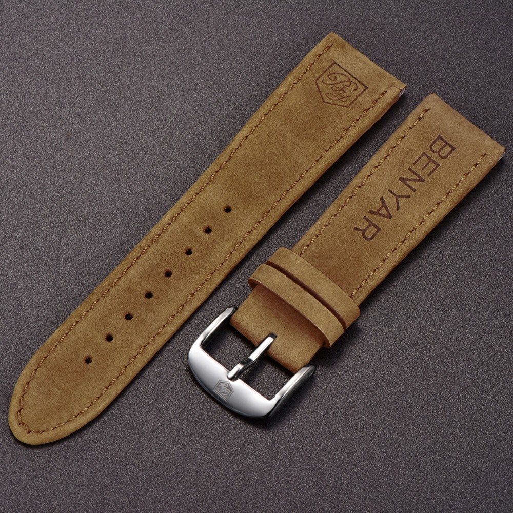 Original BENYAR Watchbands Leather Strap for BY-5102M Watch Band Width 22mm for BY-5104M BY-5140M BY-5187