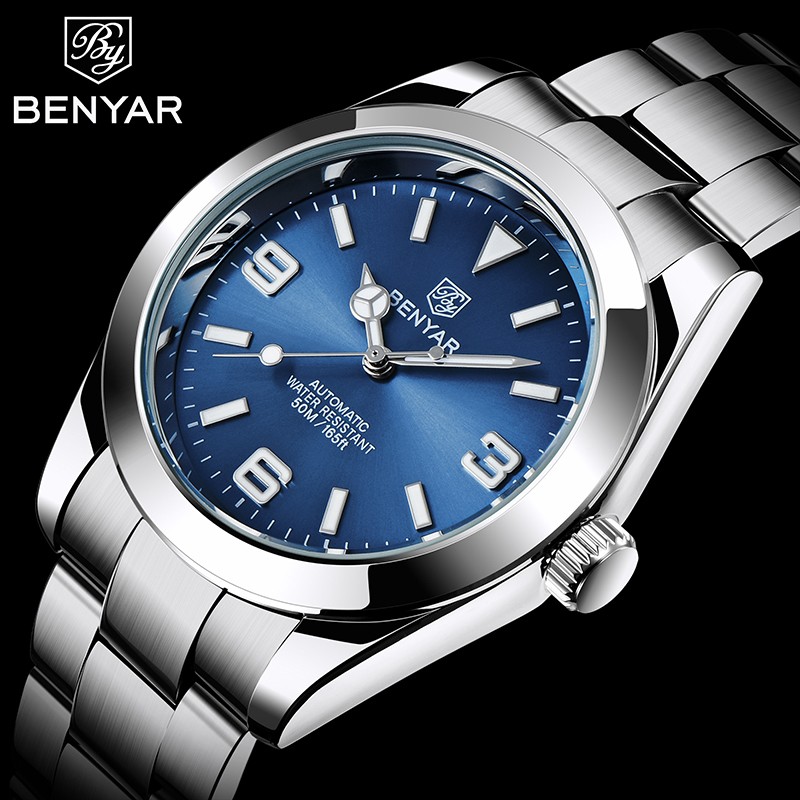 2022 New BENYAR Stainless Steel Automatic Men's Watches Top Brand Water Resistant Luxury Mechanical Wristwatch for Men