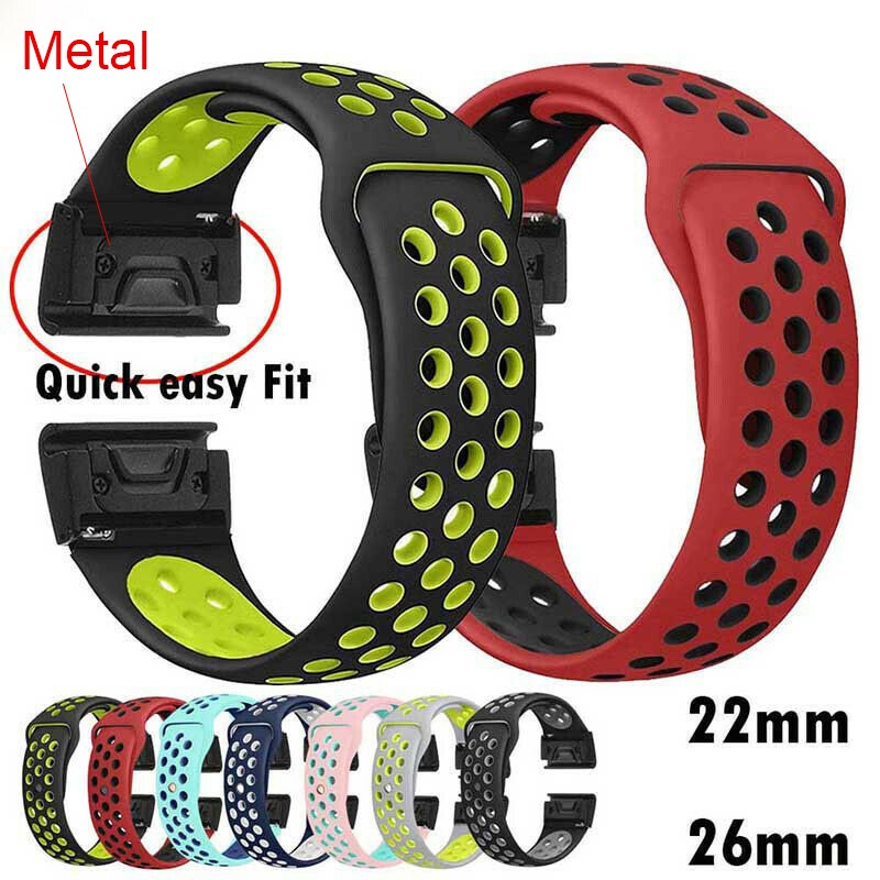 Stylish Fit Metal Strap For Garmin Fenix ​​6X 6 6S Pro 5X 5 5Plus 3HR Forerunner 935 Breathable Silicone Band Quick Release Strap