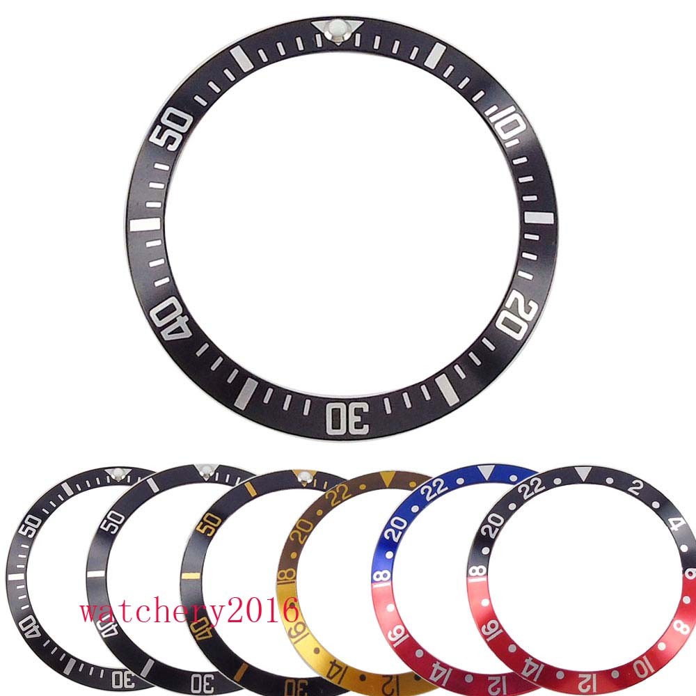 38mm watch bezel black blue red coffee aluminum alloy bezel insert fit 40mm SUB parnes men's watch