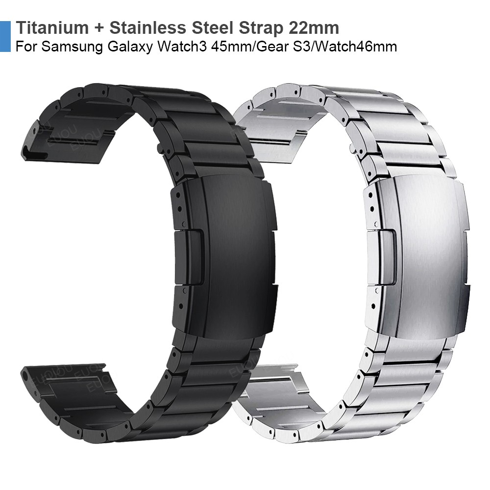 Titanium Metal Steel Clasp Strap For Samsung Galaxy Watch 3 45mm Band GalaxyWatch 46mm/Gear S3 Watchband Bracelet Wristband