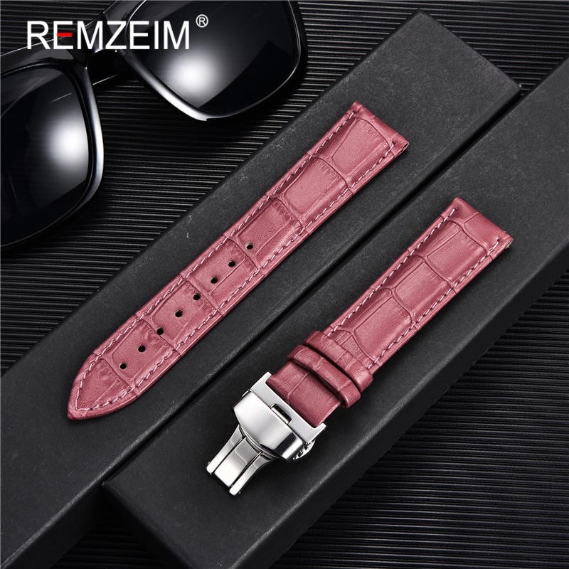 REMZEIM New Watch Band Strap Woman Watchbands Genuine Leather Strap Watch Band 18mm 20mm 22mm 24mm Multicolor Watch Bands