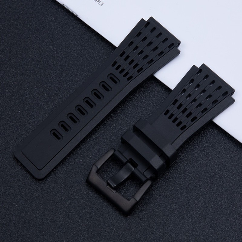 Brand Quality Soft Dustproof 34mm*24mm Black Silicone Rubber Watchband for Bell Watch Strap Ross BR01 BR03 Bracelet Strap