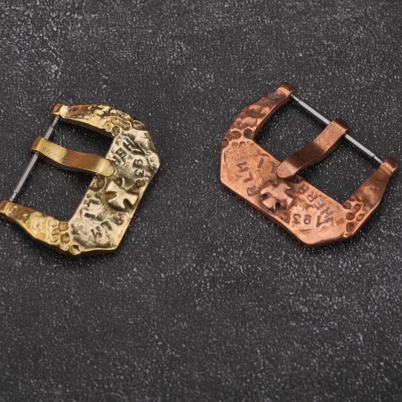 Handmade polished meteorite buckle, 20 22 24 mm bronze copper color, pure copper watch accessories buckle