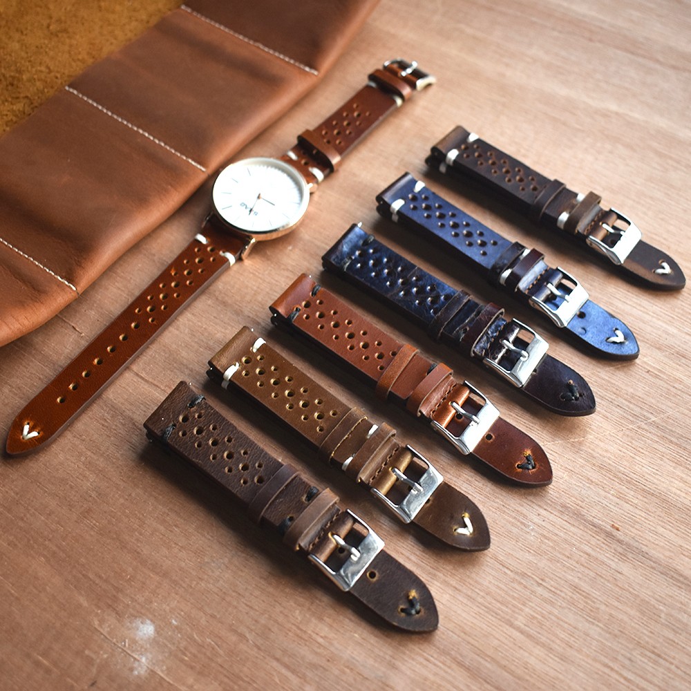 Retro Genuine Leather Watchband 18mm 20mm 22mm 24mm Calfskin Watch Straps Breathable Breathable Handmade Stitching For Men