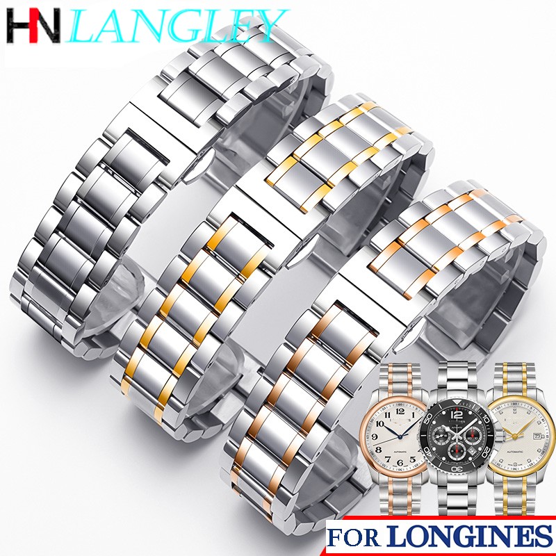 Watch band for Longines Watchband Stainless Steel Bracelet Original Master Crescent 12/13/14/15/16/17/18/19/20/21/22mm strap