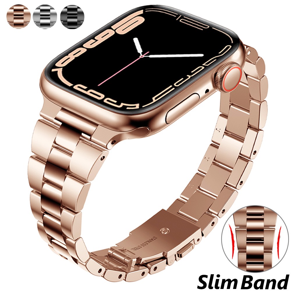 Women Stainless Steel Slim Bracelet For Apple Watch Band 40mm 38mm 42mm 41 45mm For iWatch SE/6/5 7 Luxury Metal Lady Thin Strap