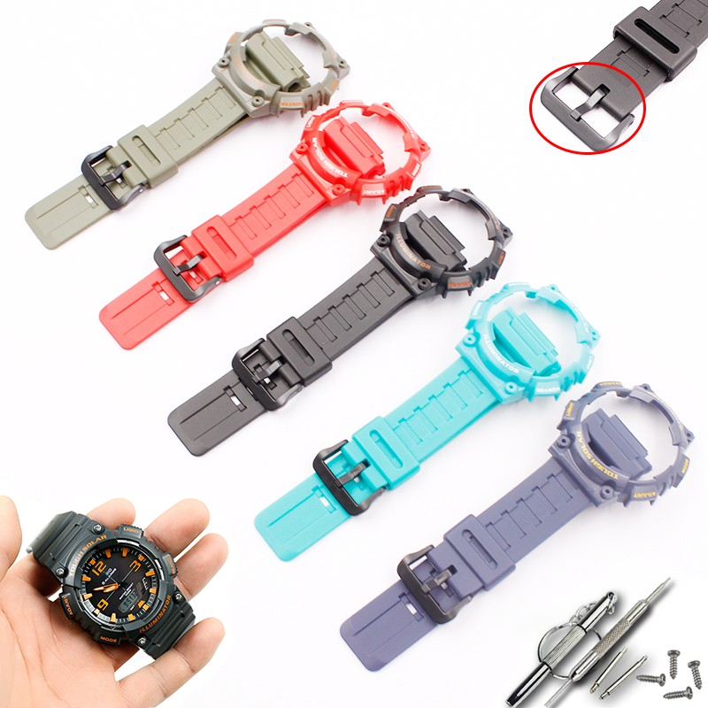 Watch Accessories for Casio Resin Strap AQ-S810W AQS810WC Pin Buckle Men's and Women's Sports Silicone Strap Case 18mm