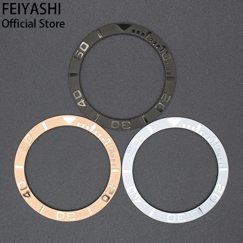 FEIYASHI 38 مللي متر الأسود السيراميك الحافة إدراج الرجال الساعات خواتم ل 40 مللي متر الغواصة دايتونا يخت ماستر حالات اكسسوارات أجزاء