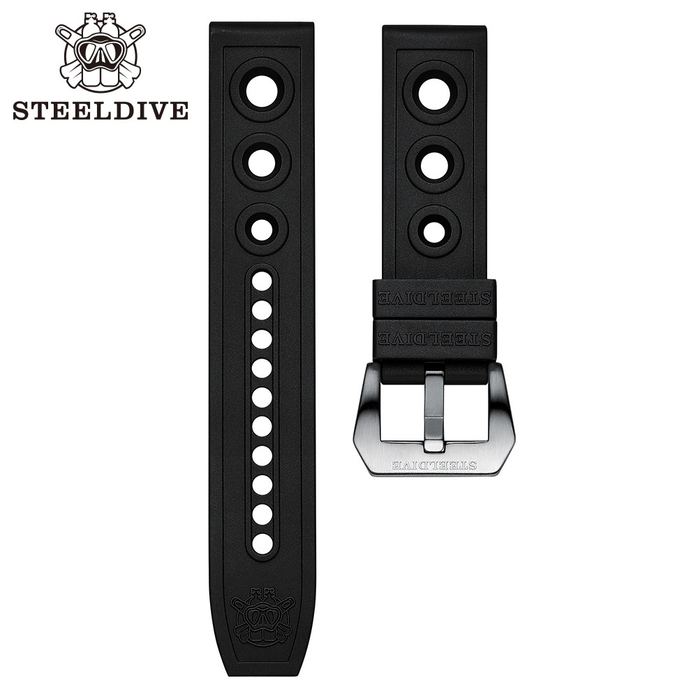 Steeldave Brand Rubber Strap 20mm 22mm Replacement Watch Bands Automatic Watch Bracelets Steel Buckle Diving Watches Strap