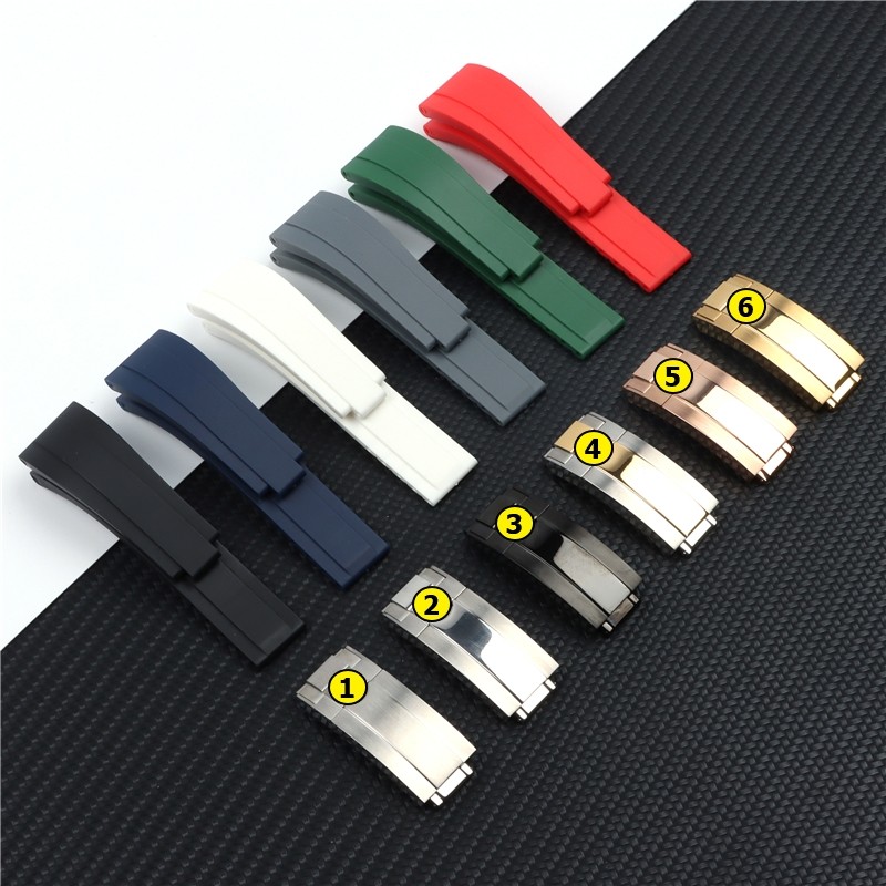 Top Quality 20mm Silicone Rubber Watchband for Role Watch Strap Daytona Submarine GMT OYSTERFLEX Bracelet Folding Buckle