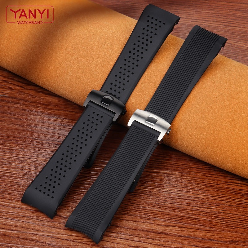 Curved end silicone rubber watch strap 24mm for tag ho-or watch accessories waterproof watchband wrist band bracelet