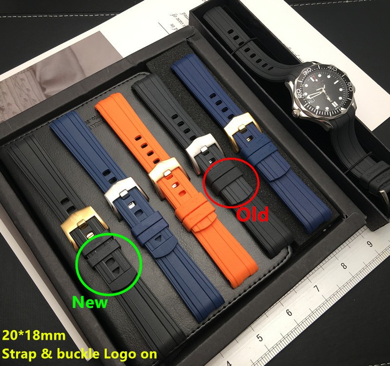 Top Quality 20mm Soft Fluorine Rubber Silicone Watches Strap Buckle Grind Arenaceous Strap Special for Omega Strap for Seamaster 300