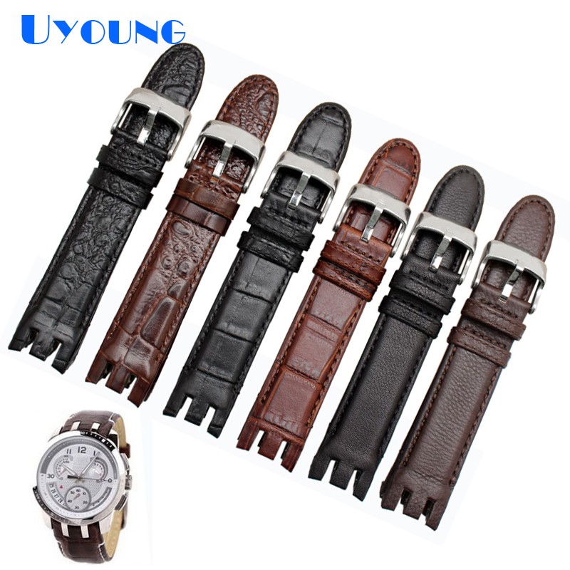 High Quality Genuine Leather Watch Strap For Swatch YRS403 412 402G Watch Band 21mm Watchband Men Curved End Watches Bracelet