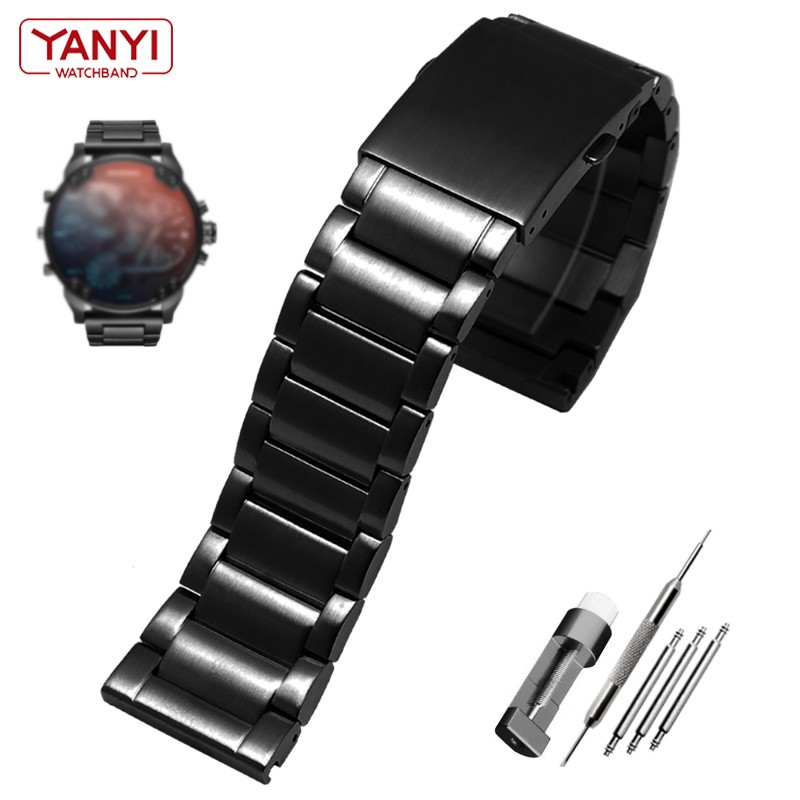 Plain End Stainless Steel Bracelet Solid Metal Watchband 22 24 26 28mm Watch Strap for Diesel DZ4209 DZ4215 DZ1844 Watches Band