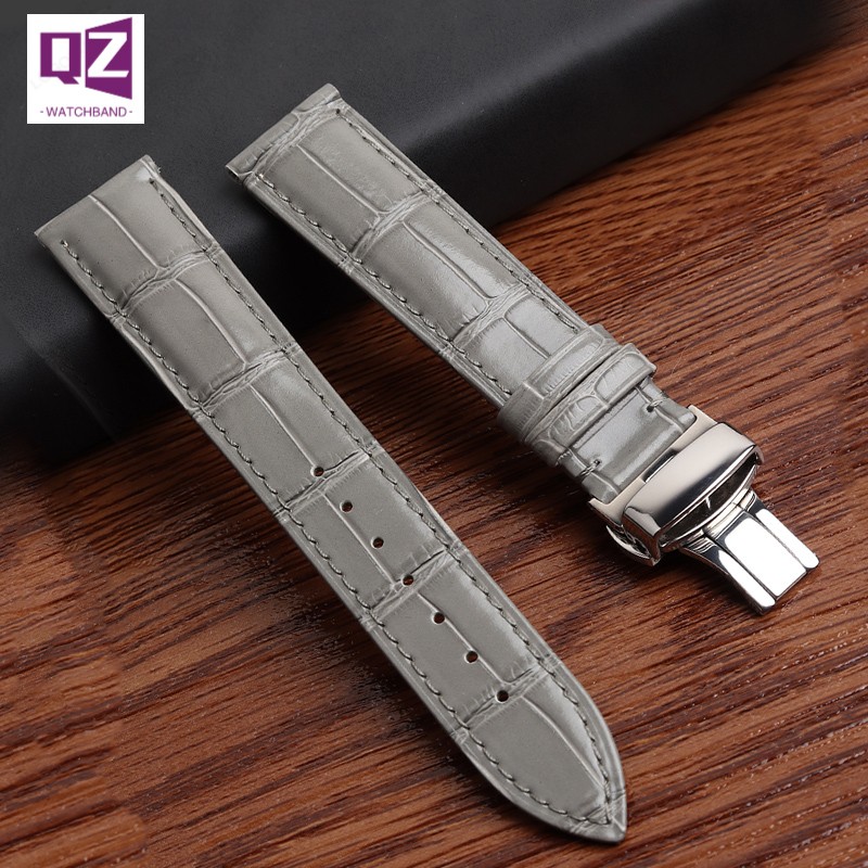 Gray Genuine Leather watchband 16mm 18mm 20mm 22mm Cowhide Watch Strap Gray Color Soft Bracelet Wrist Band Belts