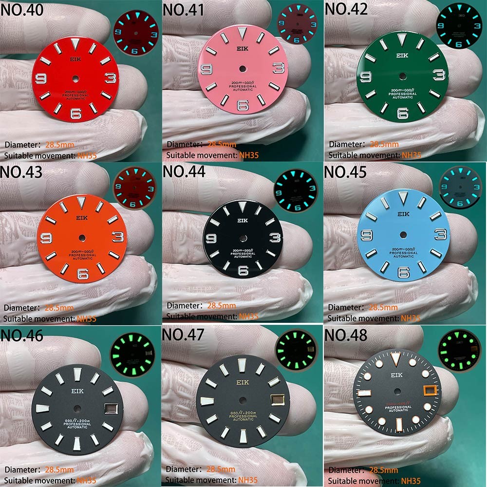 Nh35 watch double dial new C3 luminous modified craft watch skx007 SKX006 small millimeter 28.5mm abalone nh35 universal