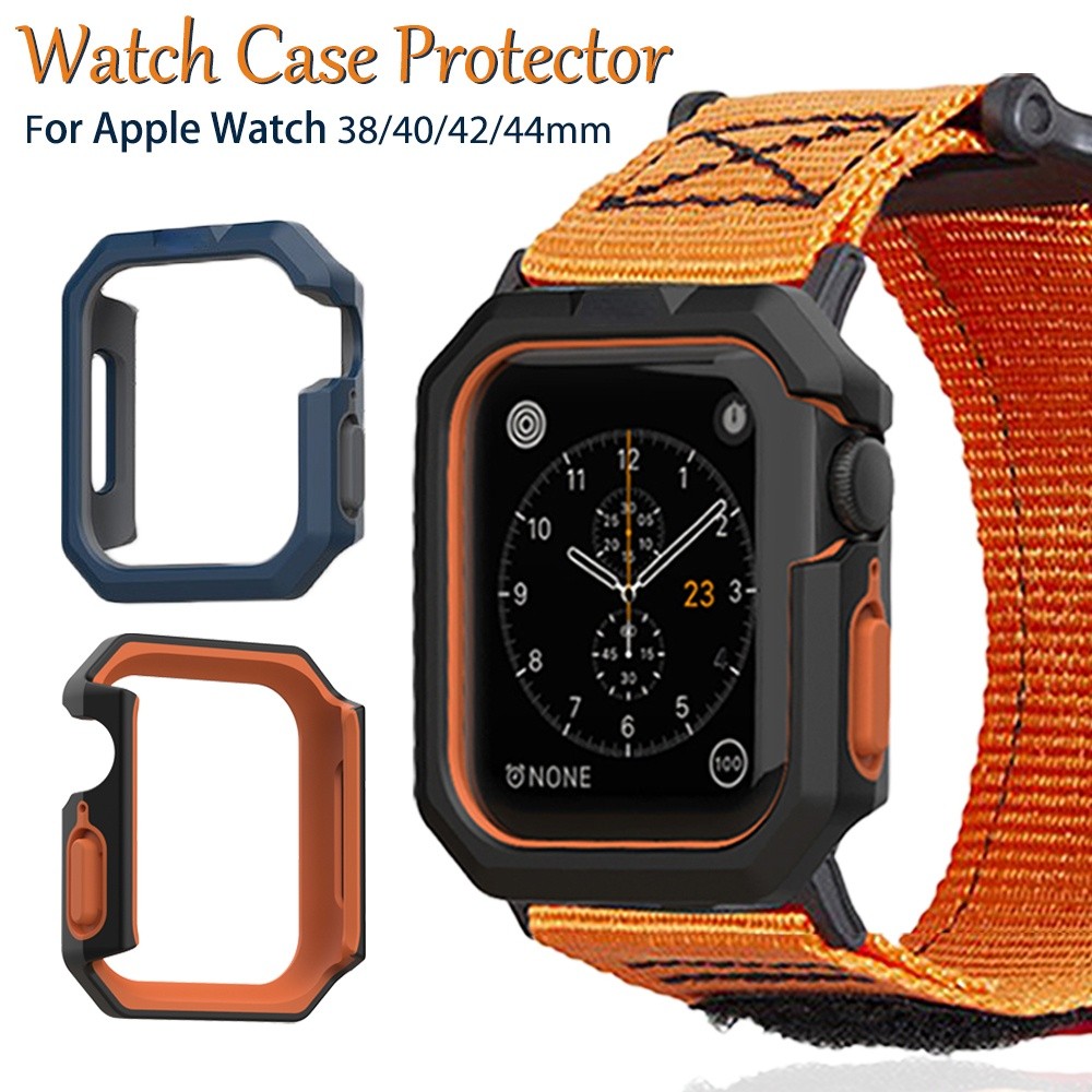 Protective Case For Apple Watch Cover Series 7 6 SE 5 4 3 2 38mm 42mm For Iwatch 6 5 4 41mm 44mm 45mm Tempered Bumper Glass Case