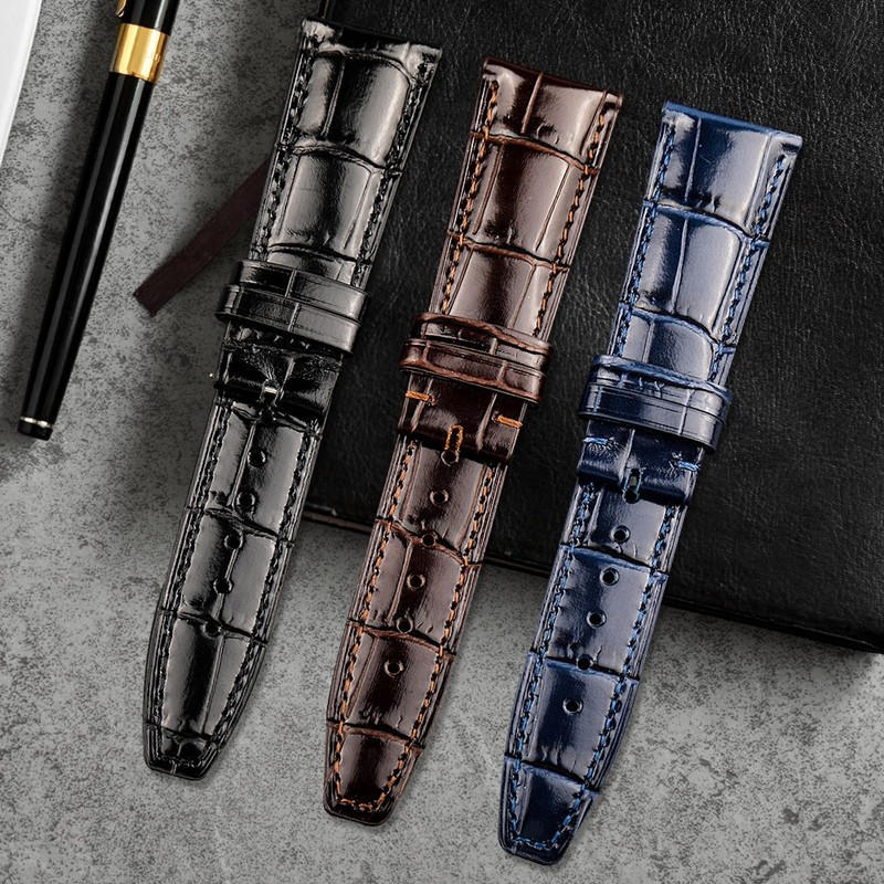 20mm 22mm Italian cowhide watch strap needle folding buckle lock leather watch strap suitable for IWC Portugal watch series