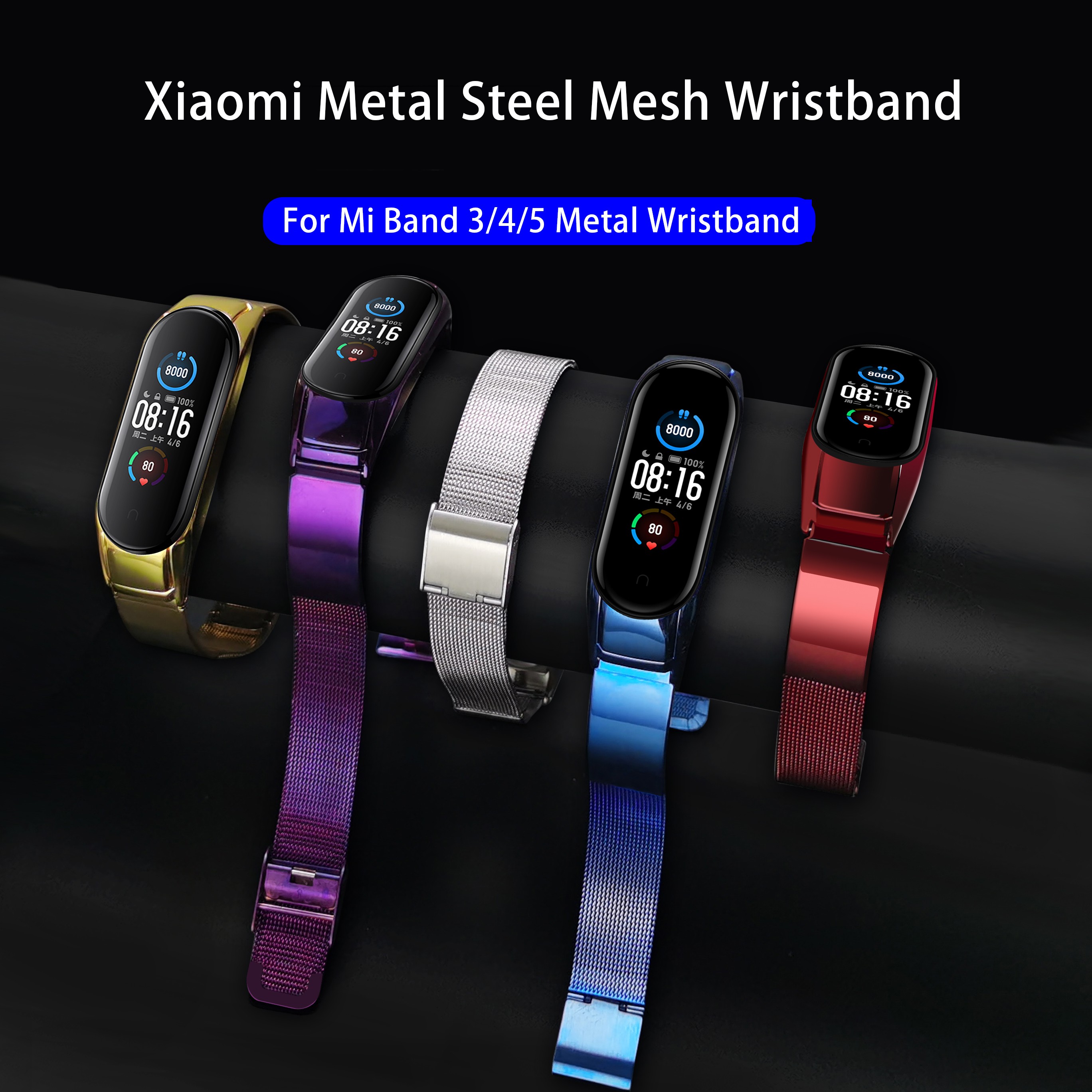 Metal Bracelet for Mi Band 2 3 4 5 6 NFC Stainless Steel Replacement Strap for Xiaomi Mi Band 5 Band4 Strap Miband 5 Accessories