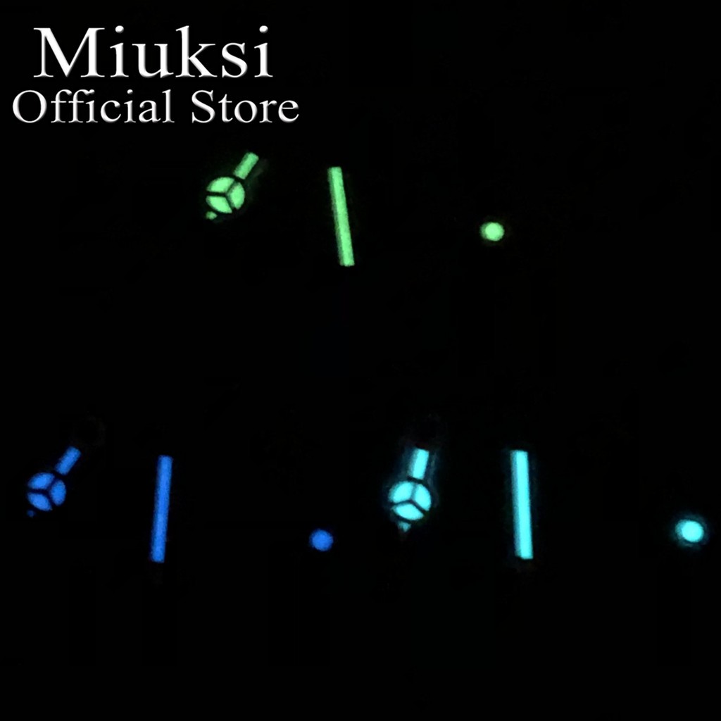 Miuksi Watch Silver Hands Green Blue Luminous Hands Fit NH35 NH36 ETA2824 2836 Miyota8205 8215 821A Mingzhu DG2813 3804 Movement