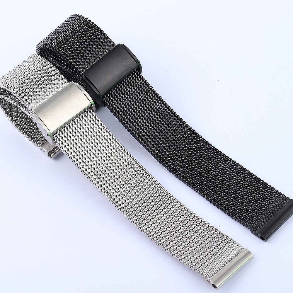 18mm 20mm 21mm 22mm 24mm Universal Milanese Watchbands Quick Release Watch Band Mesh Stainless Steel Strap Wristband Black